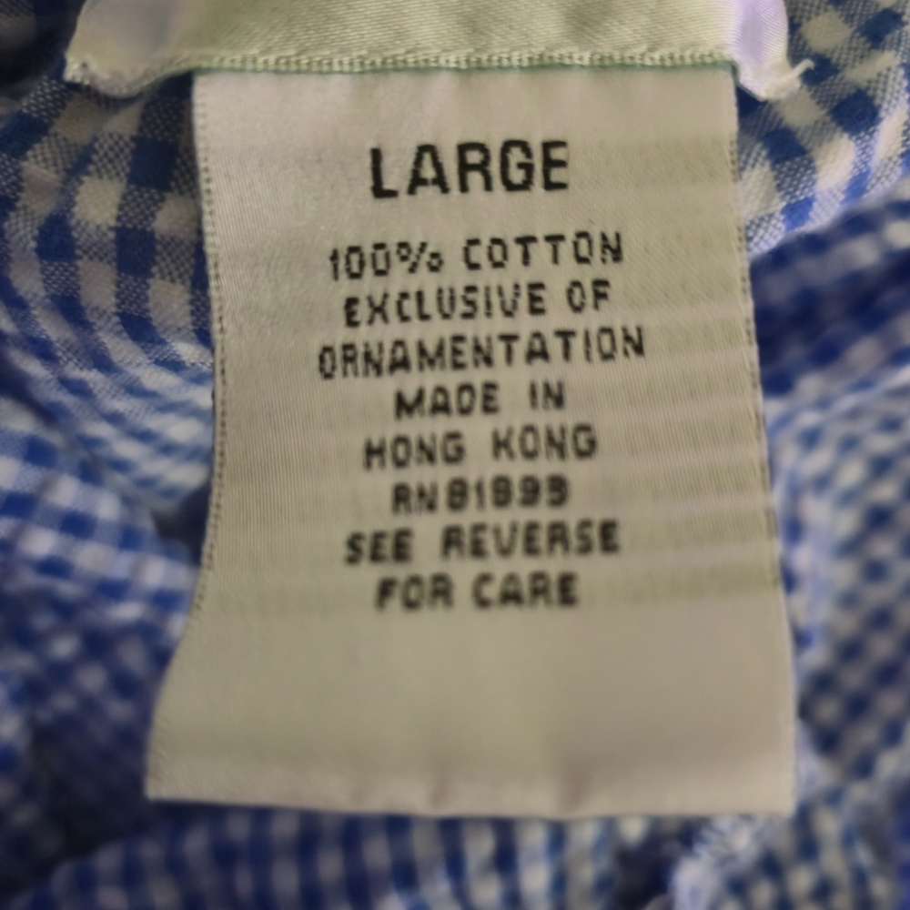 Lg Quacker Factory Blue and White Gingham Womens Shirt & Matching Crop Pants - Picture 4 of 4